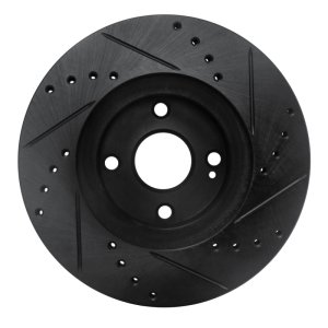 Mazda Miata Brake Rotor (1) - Front Left - R1 Concepts - Drilled & Slotted - Black - `01-`05